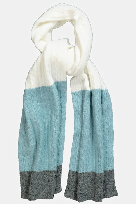 Strickschal, dreifarbig, Zopfmuster