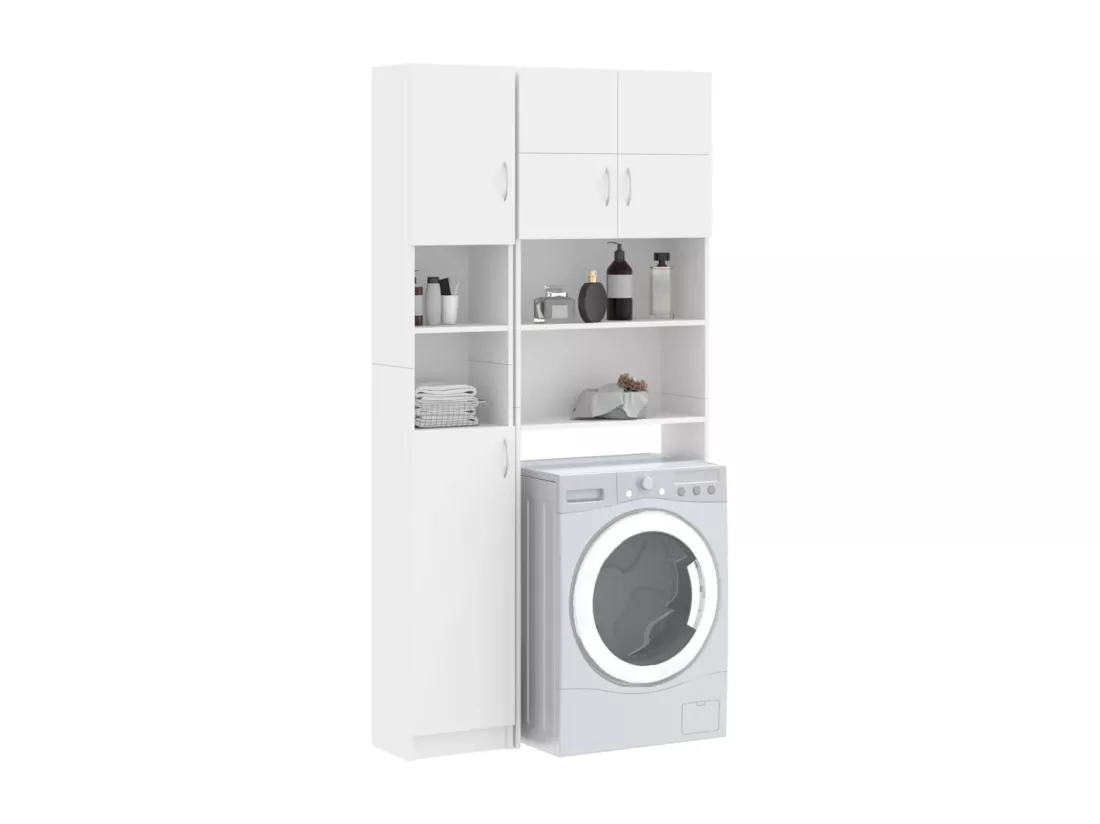 Ensemble de meuble pour machine à laver Blanc Bois d'ingénierie