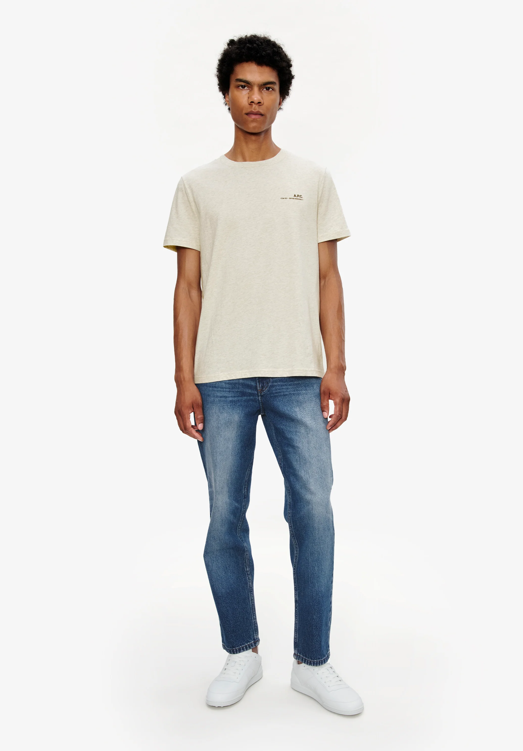 t-shirt standard item GOTS - Ecru chine / marron