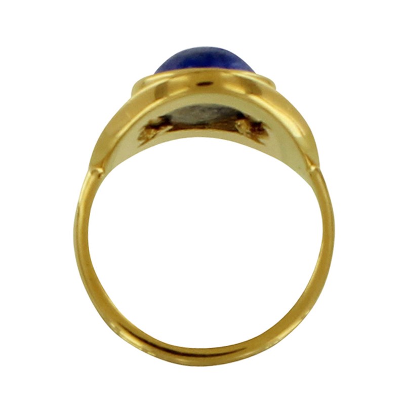 Bague Plaqué Or Ovale Torsadé et sa Pierre de Lapis Lazuli