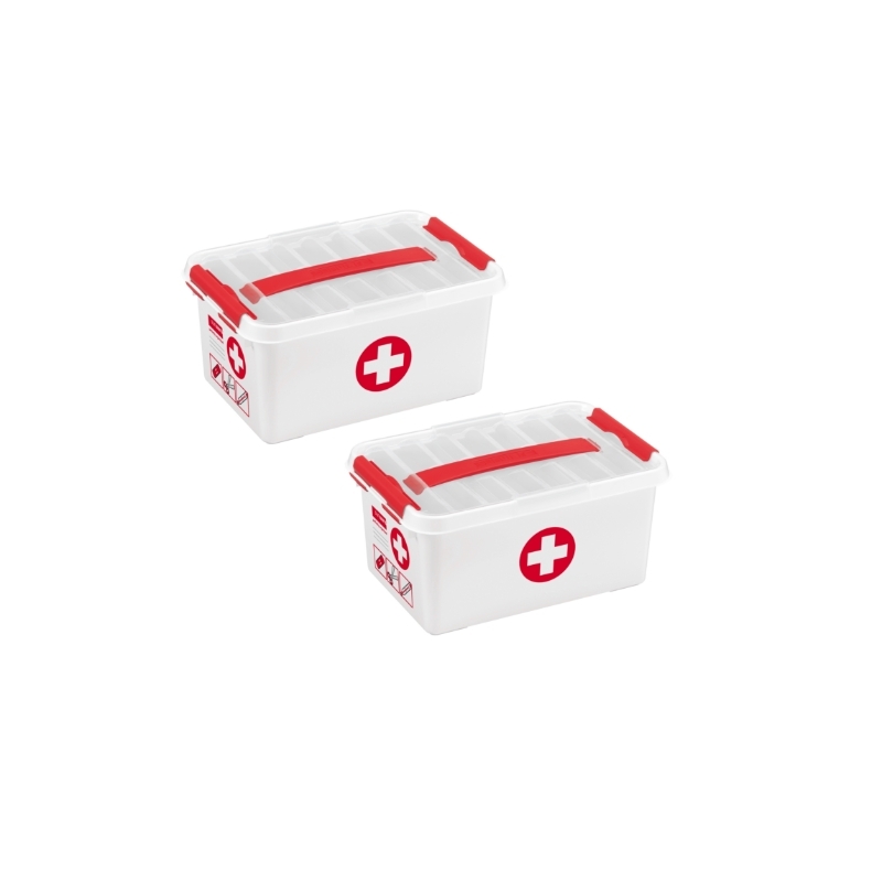 Sunware Q-line EHBO doos met inzet 6L rood - Set van 2