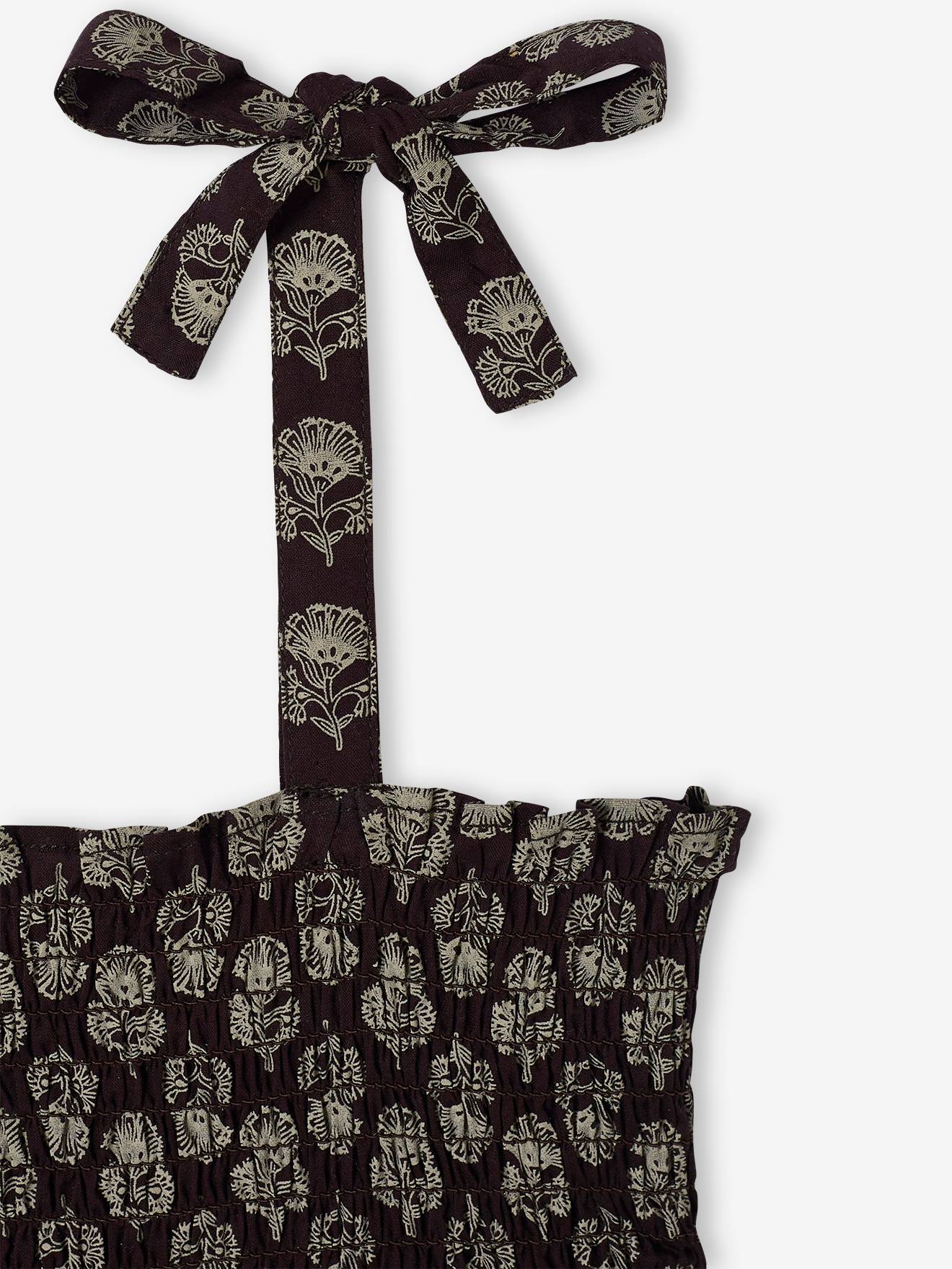 Vestido longo com alças finas e bata para meninas, cinza escuro