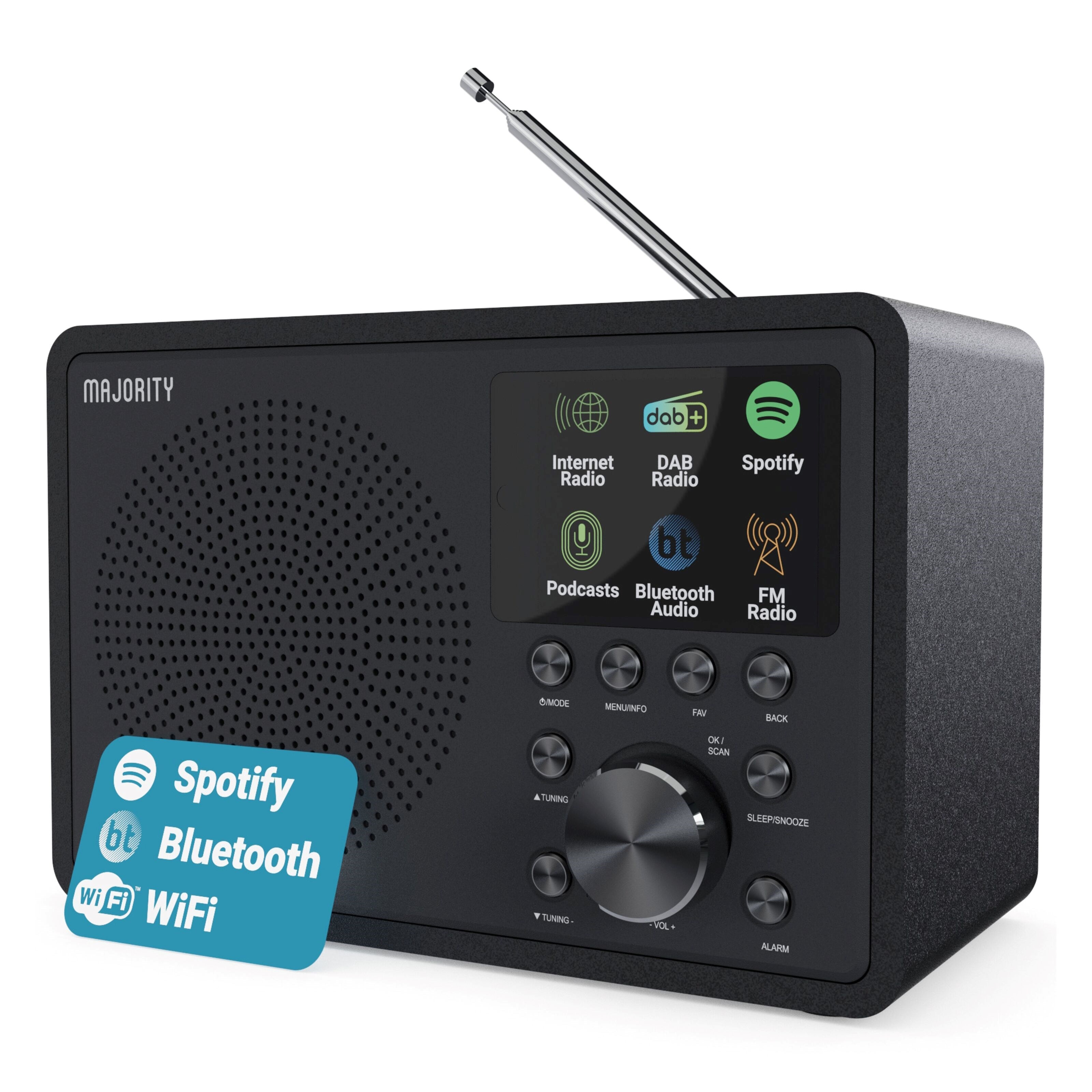 Majority Touro Internet Radio med Wi-Fi og AM/FM