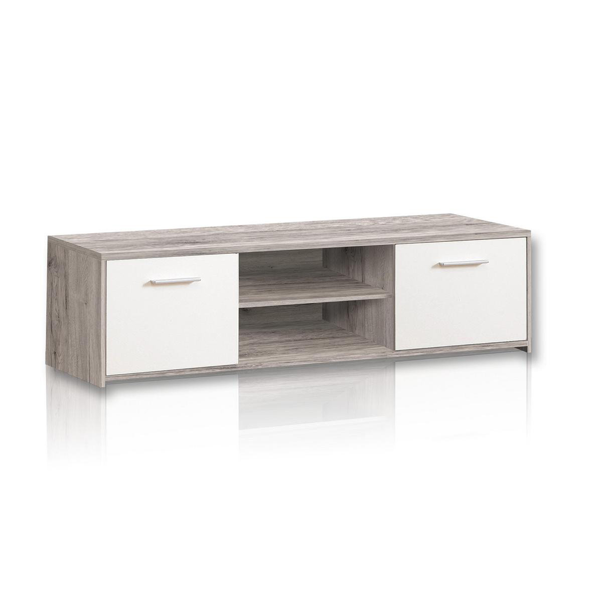 TV-Unterschrank - Sandeiche-weiß - 136 cm breit