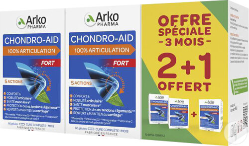 Arkopharma Chondro-Aid 100% Articulation 3x60 Gélules 2+1 Mois Offert