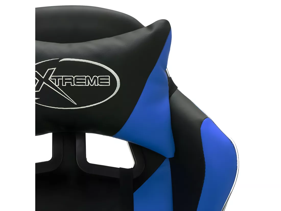 Fauteuil de jeux vidéo avec LED RVB Bleu et noir Similicuir