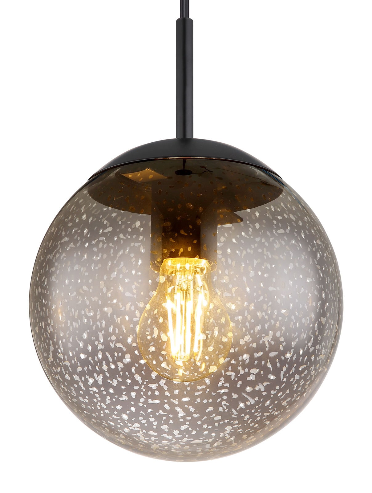 GLOBO Retrofit Pendelleuchte Helmut 20x120 cm schwarz/Sterneffekt