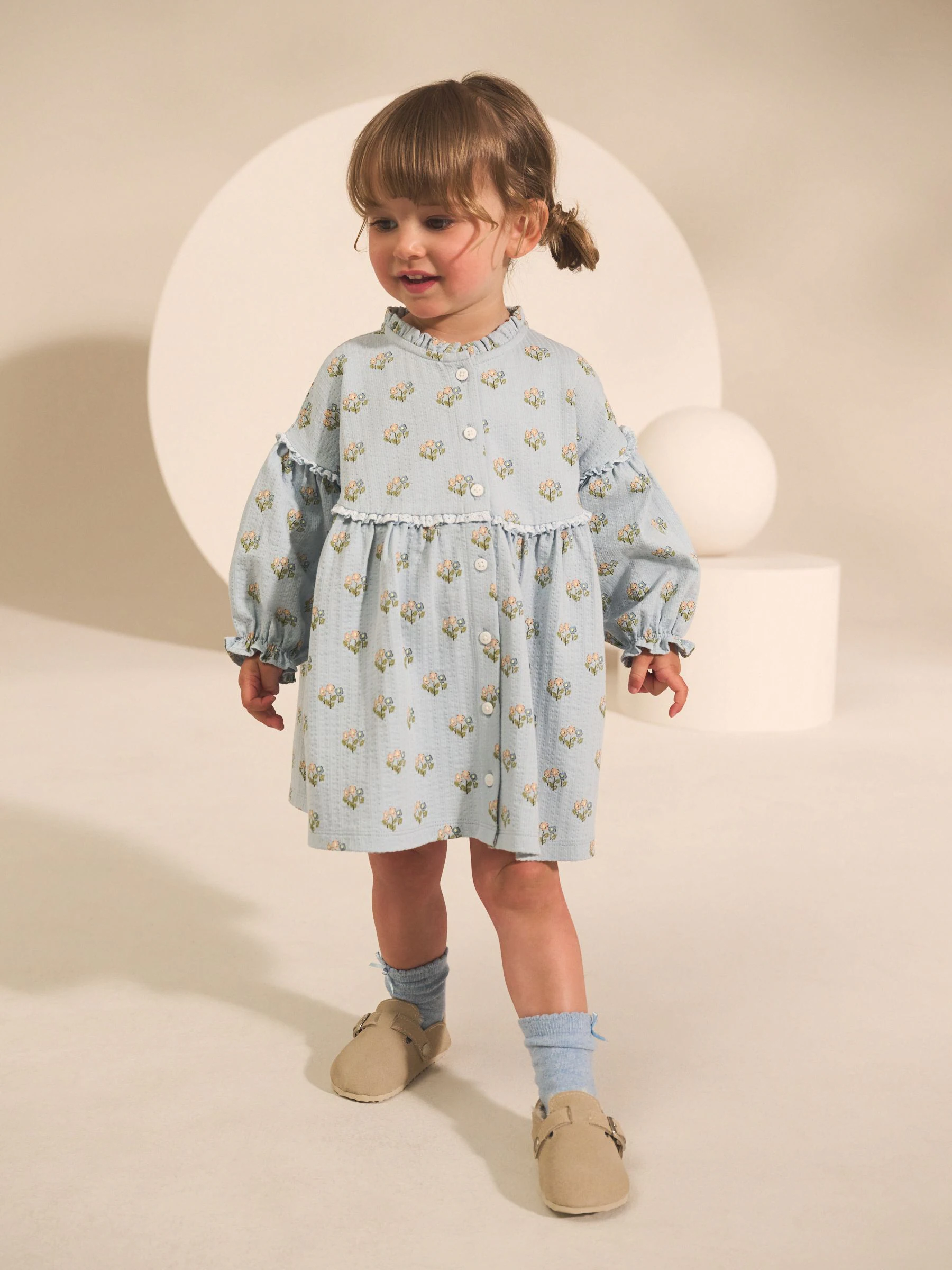Blauw - Jurk met pofmouwen (3 mnd-7 jr)