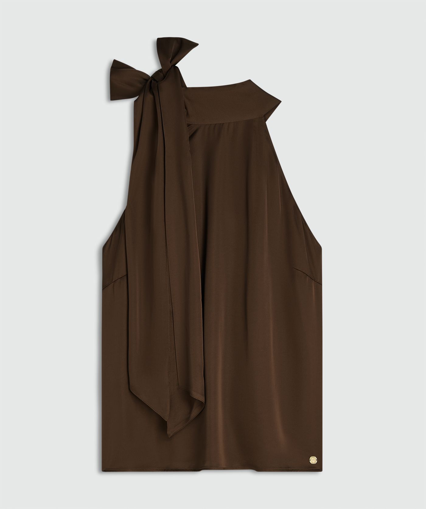 JV-YANIEK loose fit top in satijn look - brown