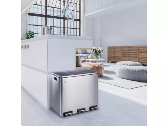 Poubelle à pédale 54L en inox