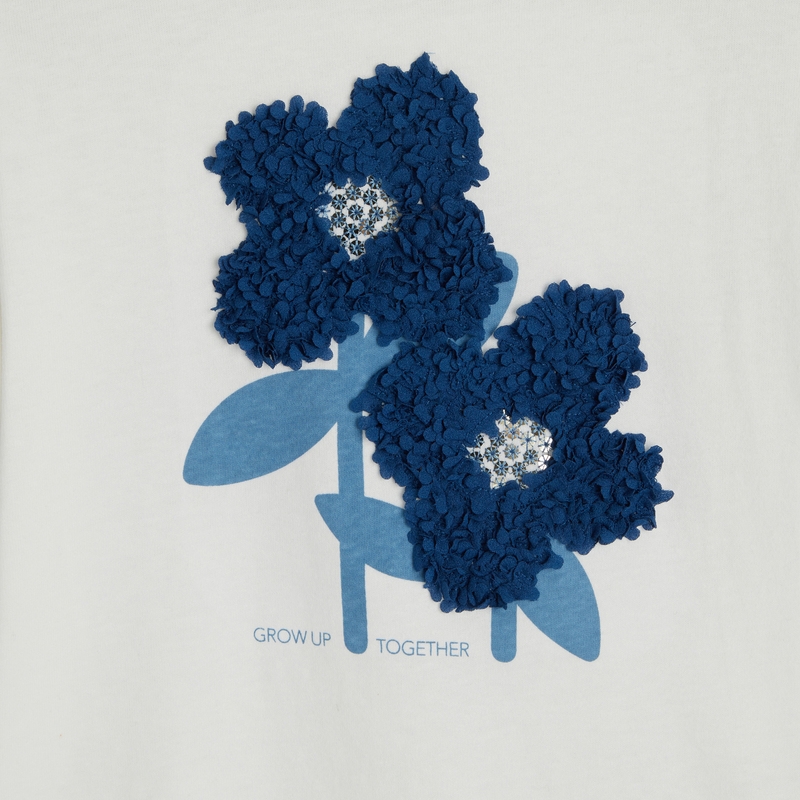 T-shirt à motif fleuri bleu fille