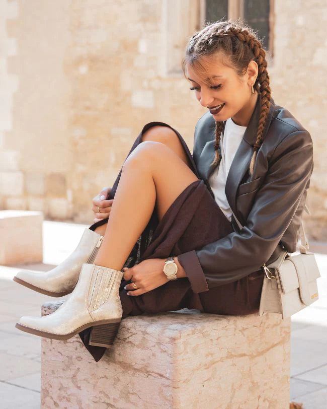 Bottines femme dorées à talon - Kylie