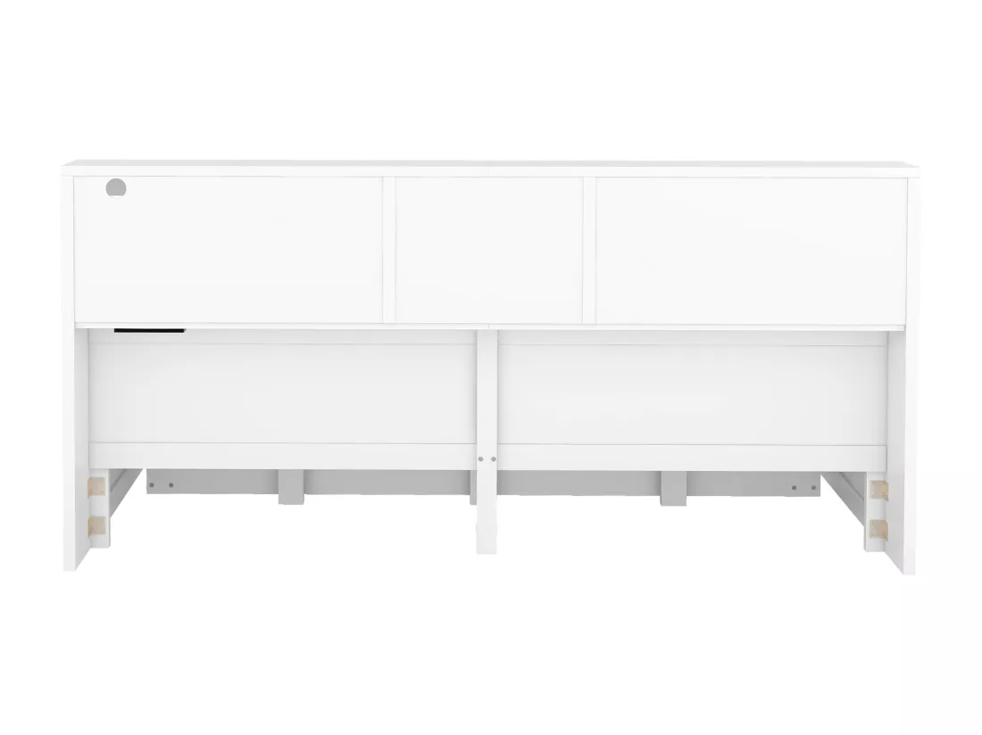 Lit banquette 140x200cm avec un lit gigogne 90x190cm - chevet de rangment avec LED et prises - Blanc