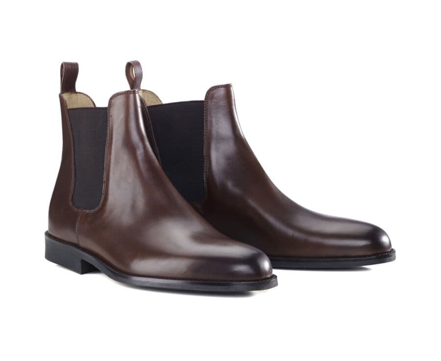 Boots cuir homme Chocolat Patiné - FLAGER GOMME VILLE