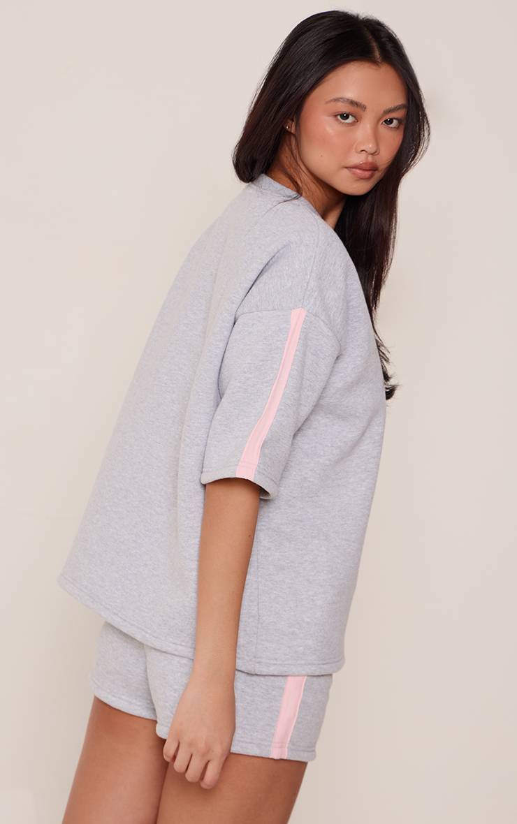 Gris T-shirt Sweat À Bandes Latérales