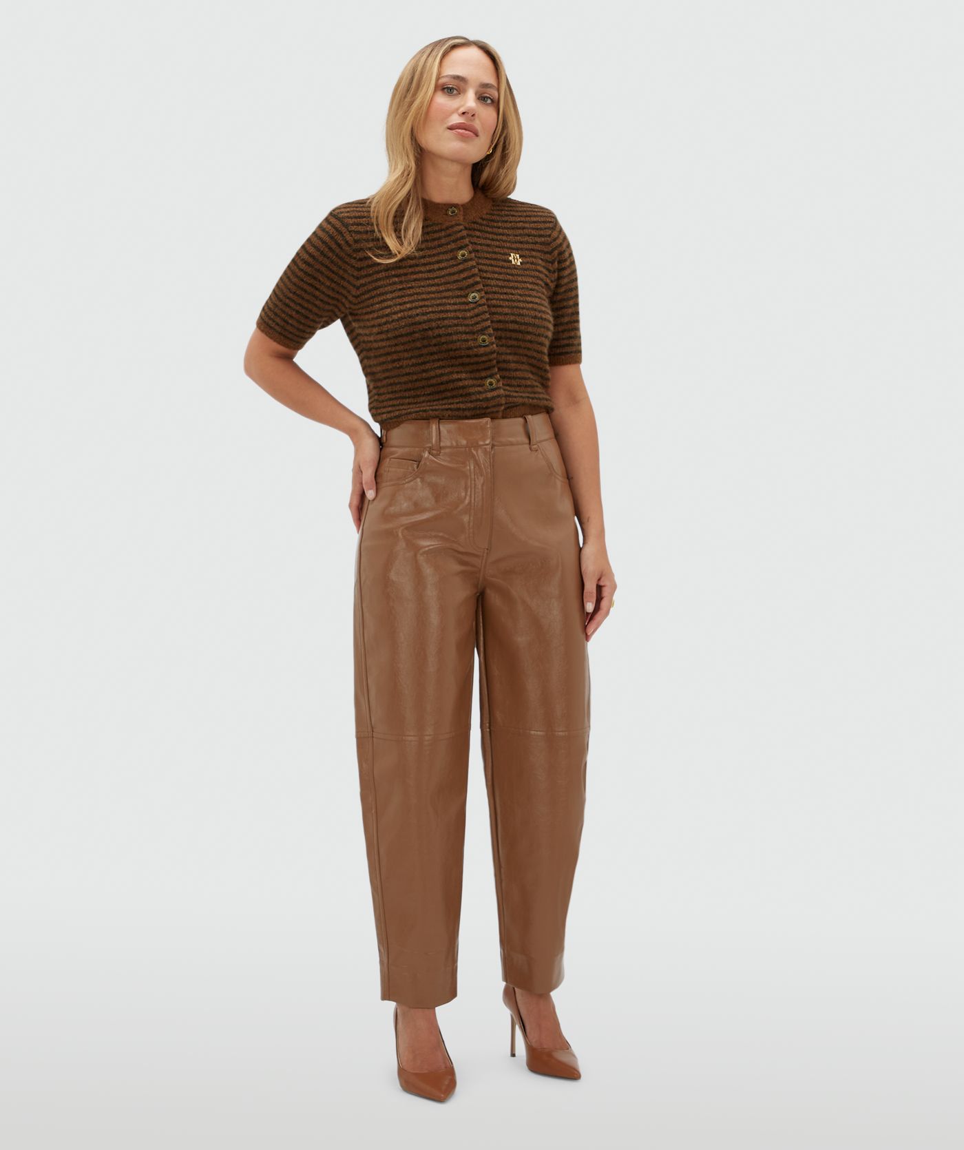 JV-RAE mid rise straight fit broek  - cognac