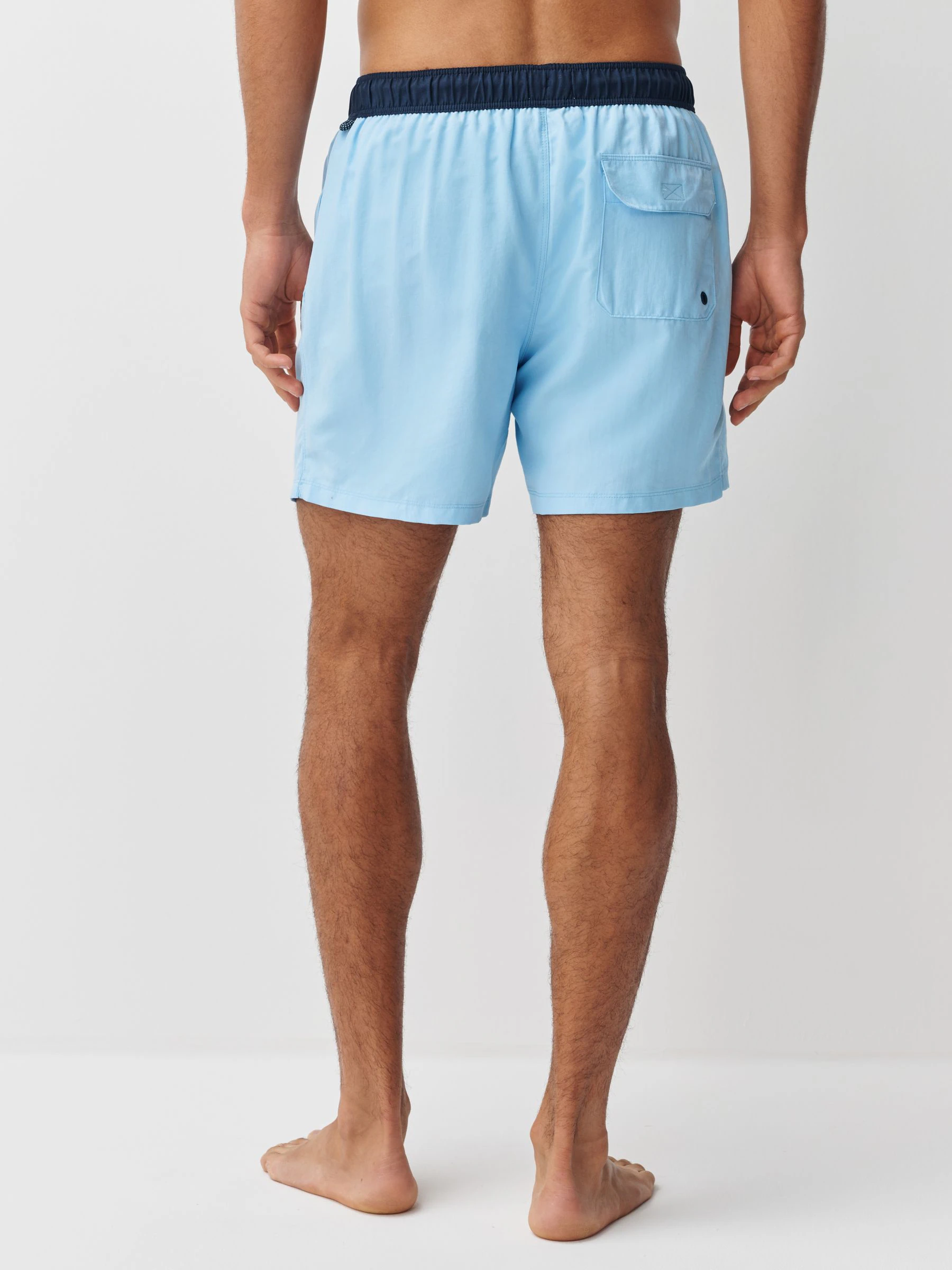 Navy Blue/Light Blue - Zwembroek met contrasterende tailleband
