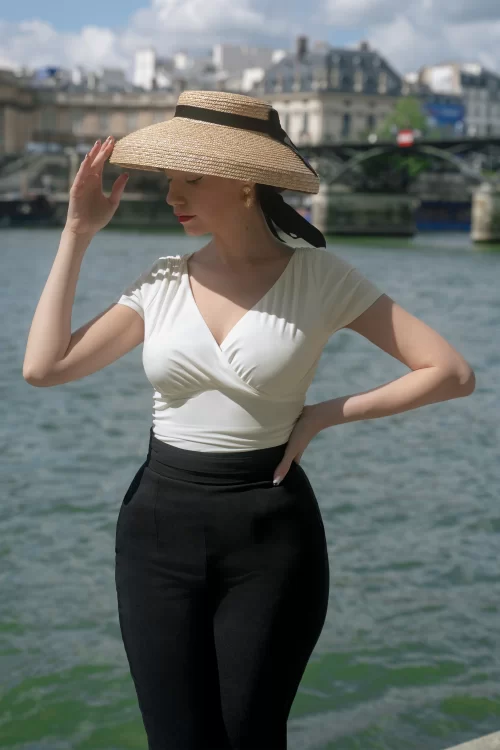 Vintage Diva  Alessandra top in wit