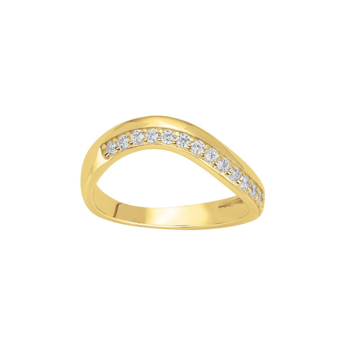 Bague en Plaqué Or avec oxyde de zirconium blanc