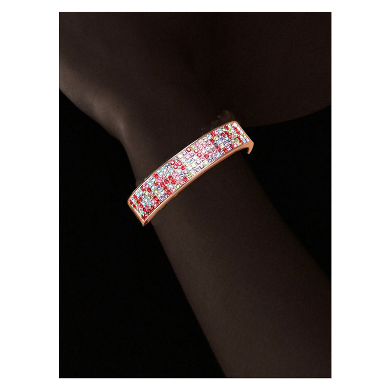 Bracelet Bangle orné de Cristal Multicolor de Swarovski et plaqué or blanc