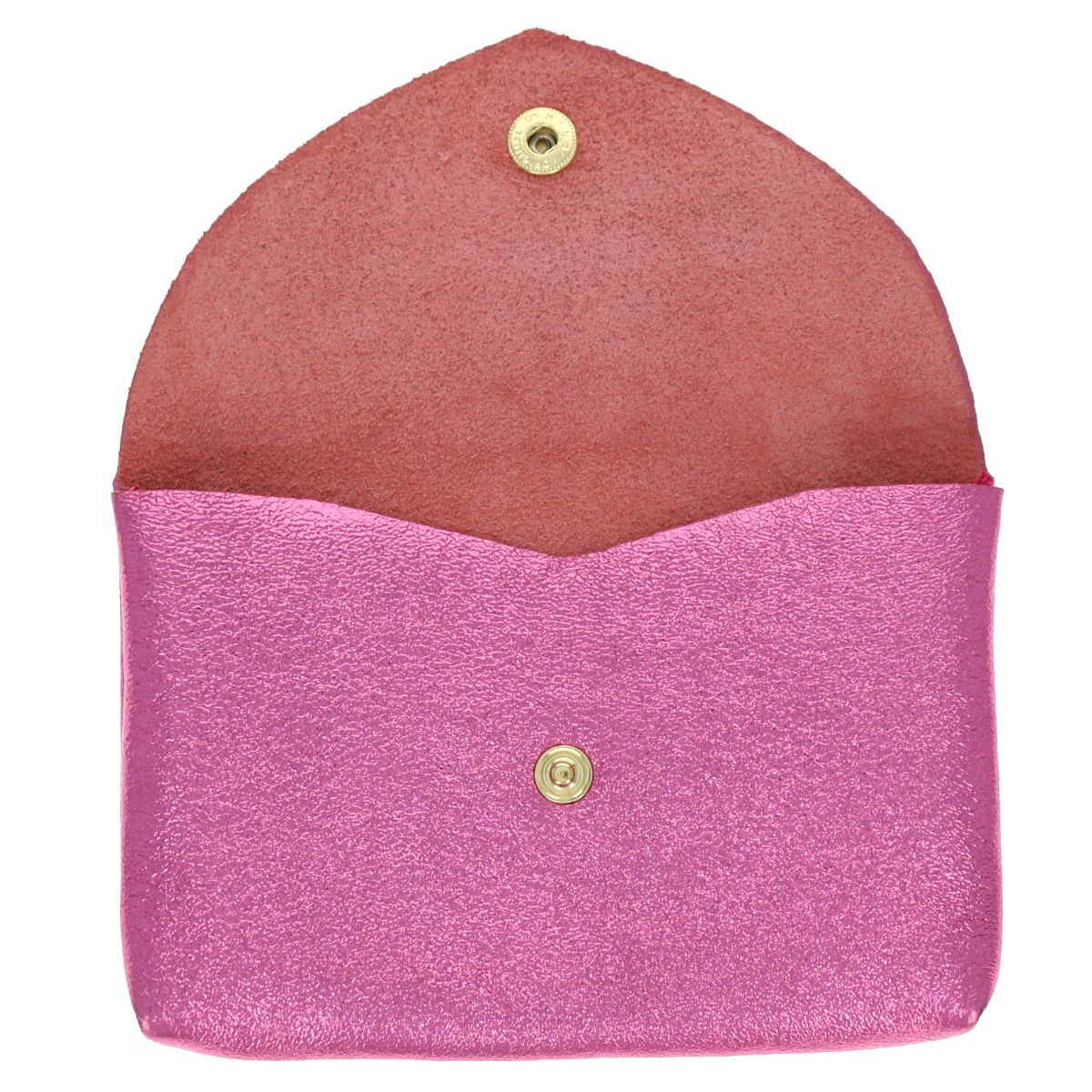 Grand porte-monnaie enveloppe cuir rose bonbon Maison Suzanne
