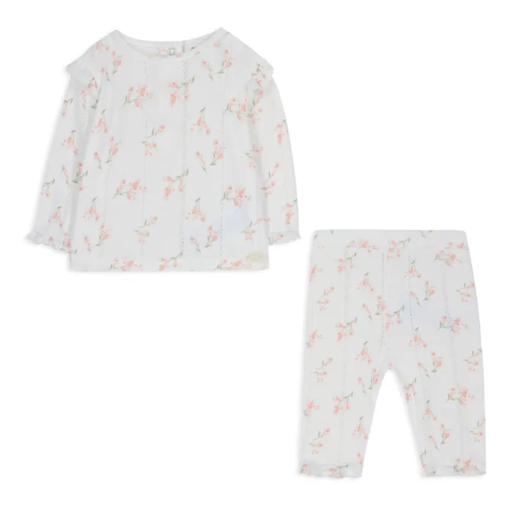 Tartine et Chocolat Ensemble de Pyjama Fleuri | Blanc