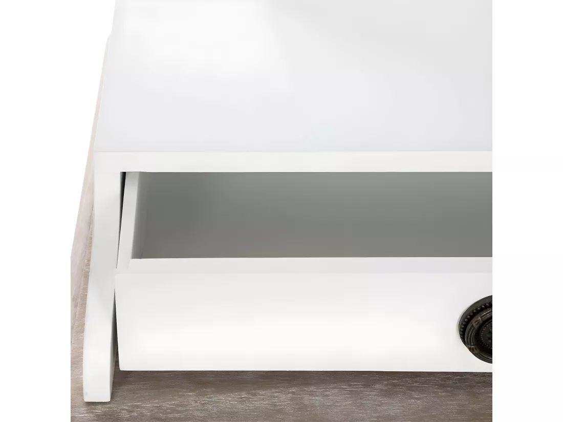 Meuble Coiffeuse en Bois Blanc et Naturel effet blanchi