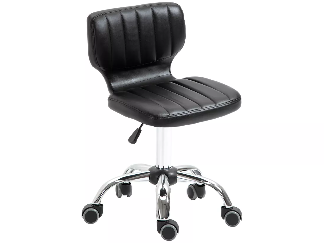 Tabouret de massage - tabouret de travail pivotant 360° - hauteur assise réglable 47-62 cm - revêtement synthétique matelassé noir métal chromé