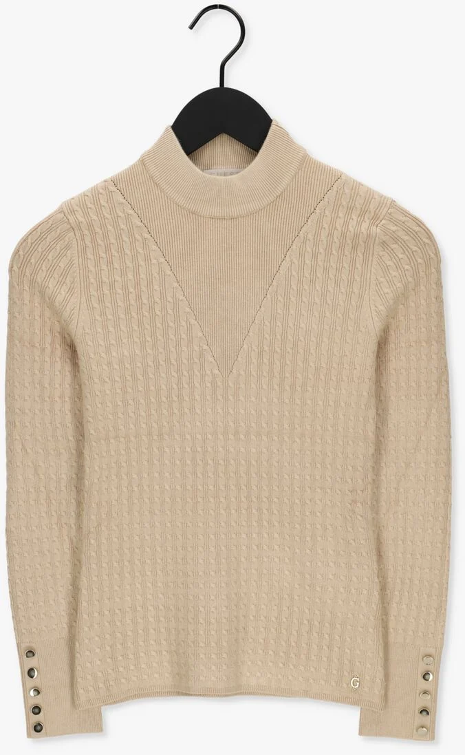 GUESS taupe guess trui ls bettie cable mock nk swtr