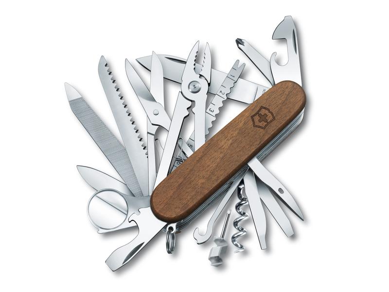 Victorinox Taschenmesser Swiss Champ Wood 91 mm Schweizer Taschenmesser mit Nussbaumholz-Schalen