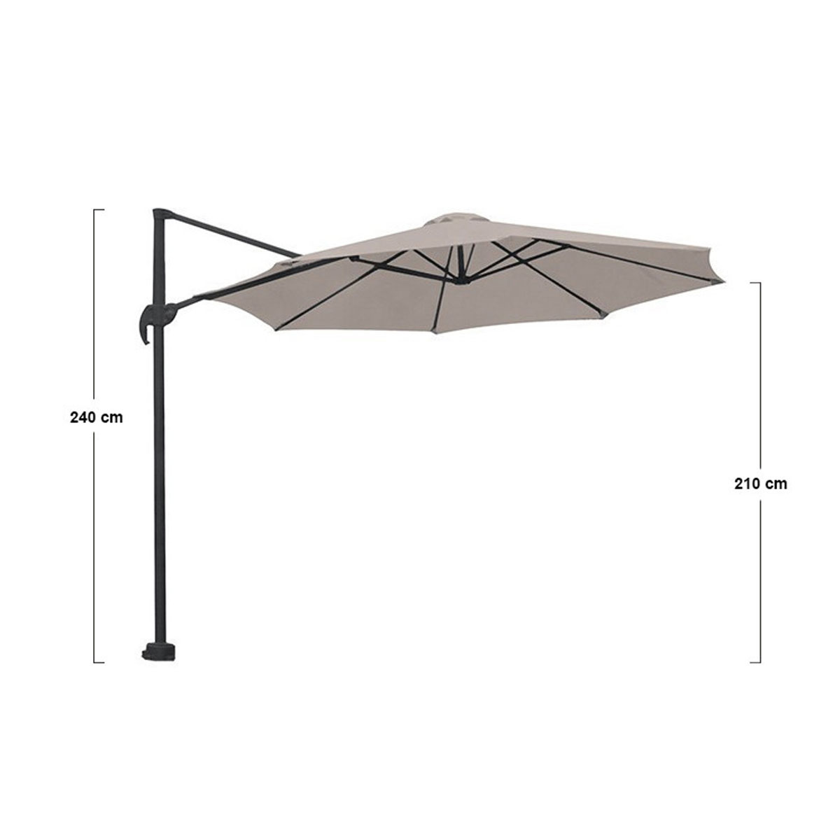 Garden Impressions Hawaii S donkergrijs zand ronde zweefparasol