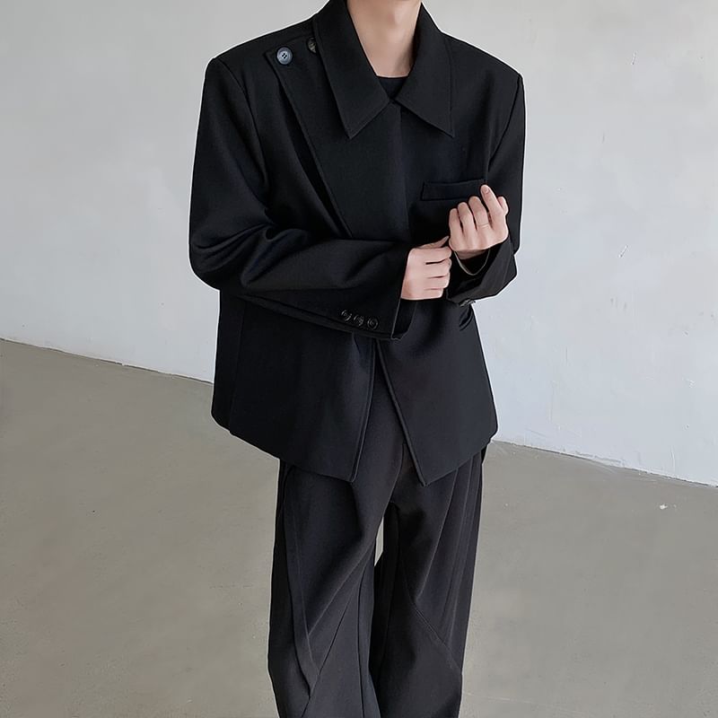 Orungeetun - Asymmetrische blazer met lange mouwen en effen kleur