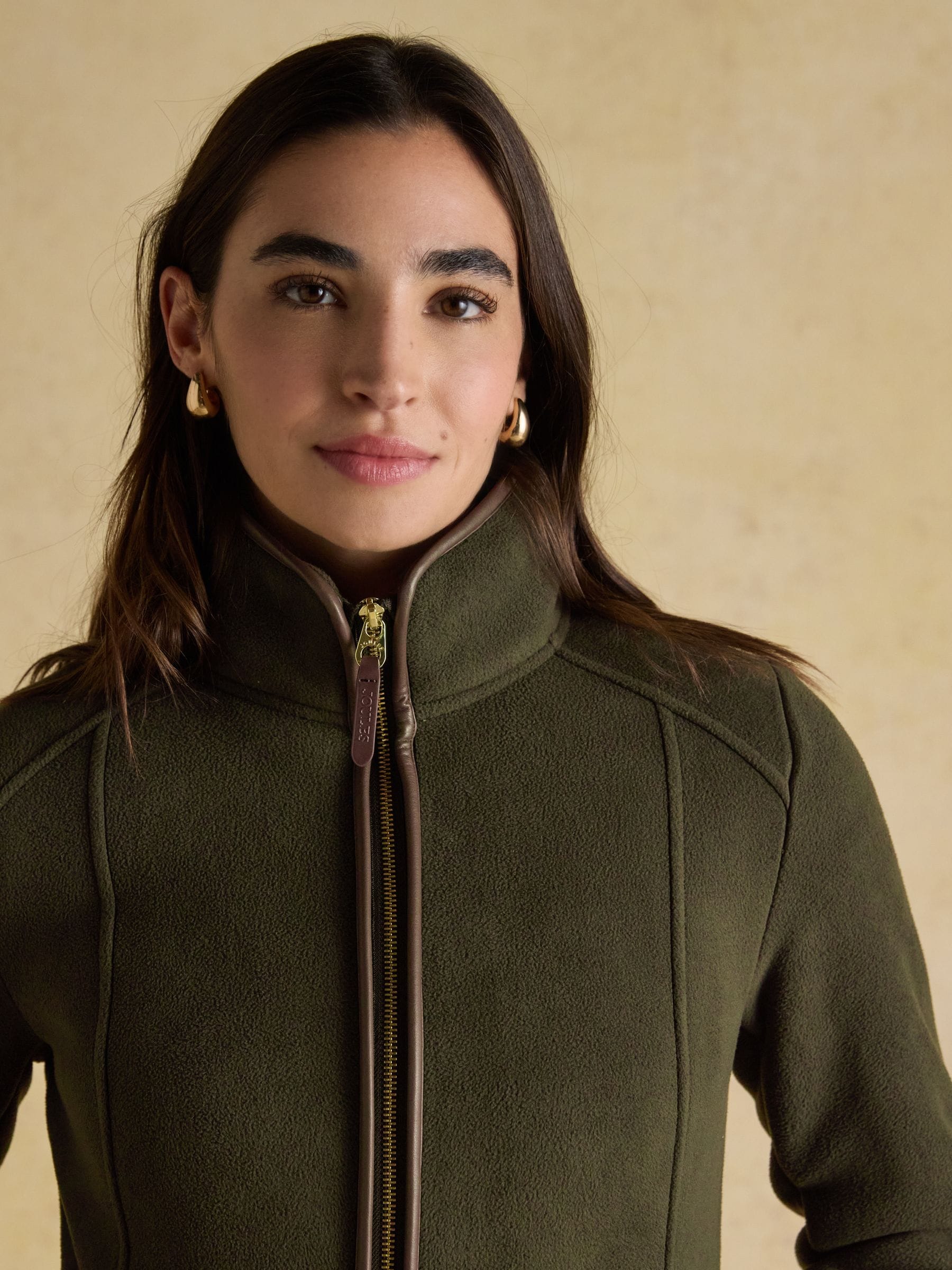 Groen - Heritage fleece met doorlopende rits