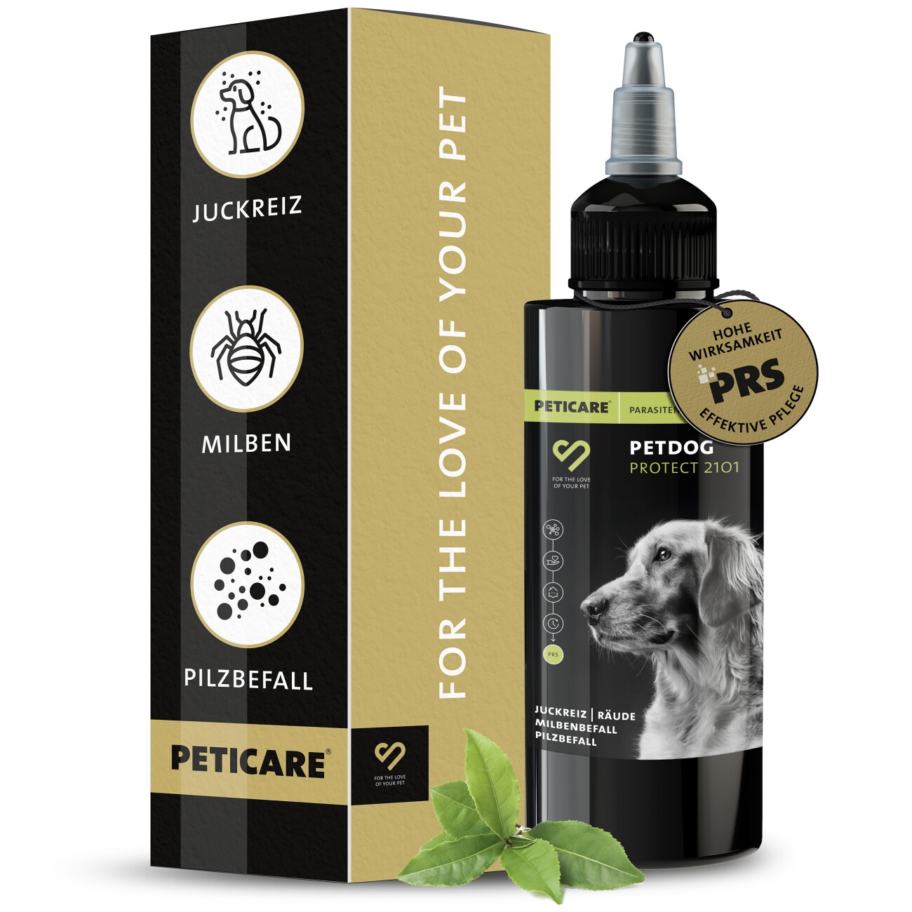 Peticare Anti-Parasiten Mittel für Hunde gegen Milben Flöhe Pilze 50 ml