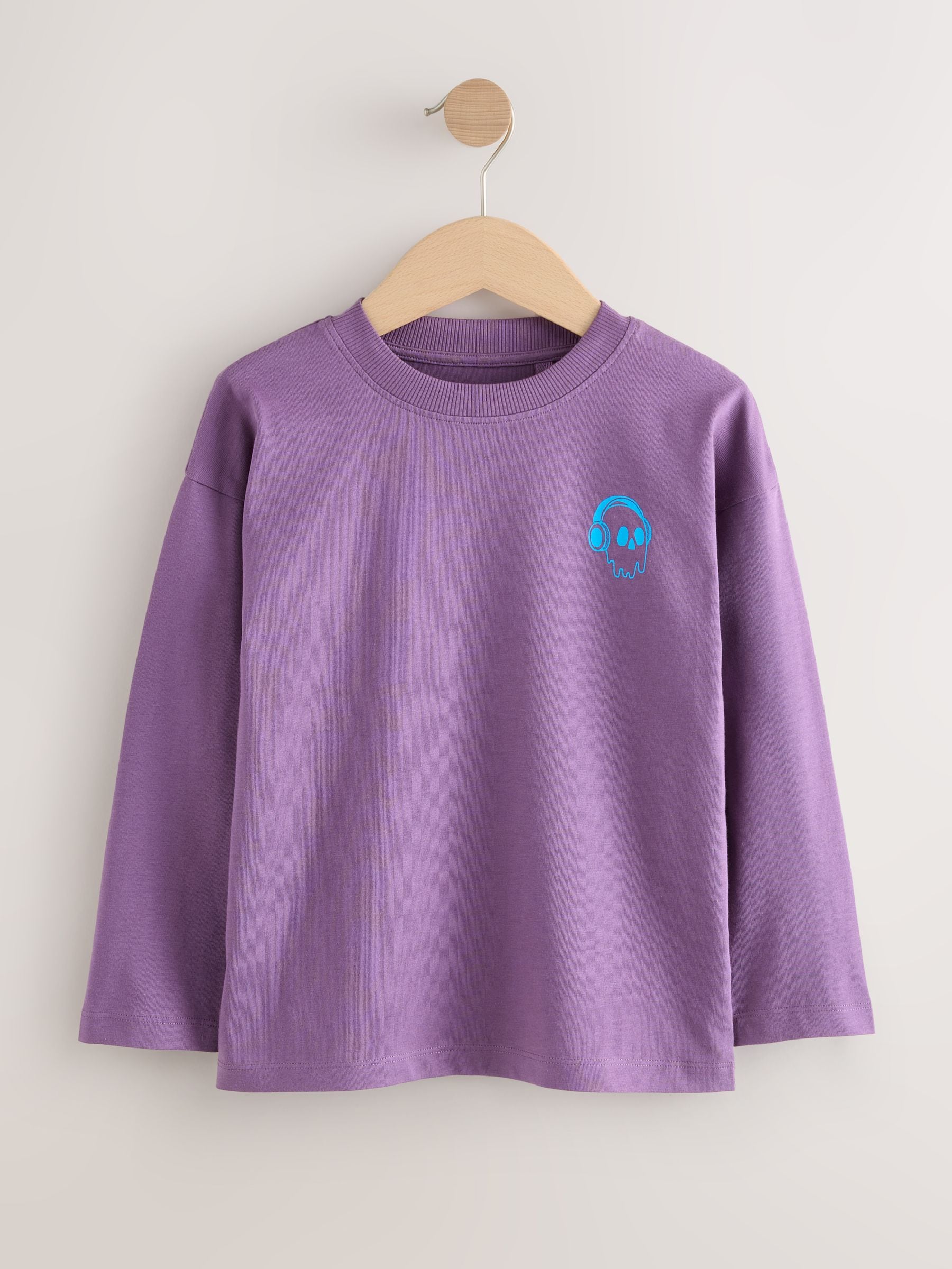 Groen/rood/camel/paars - Long Sleeve Small Graphic T-Shirts 4 Pack (3-16yrs)