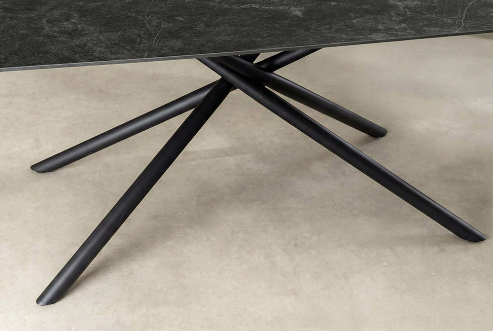 Design Esstisch OSAKA 200cm anthrazit Keramik schwarz Sterngestell Metall