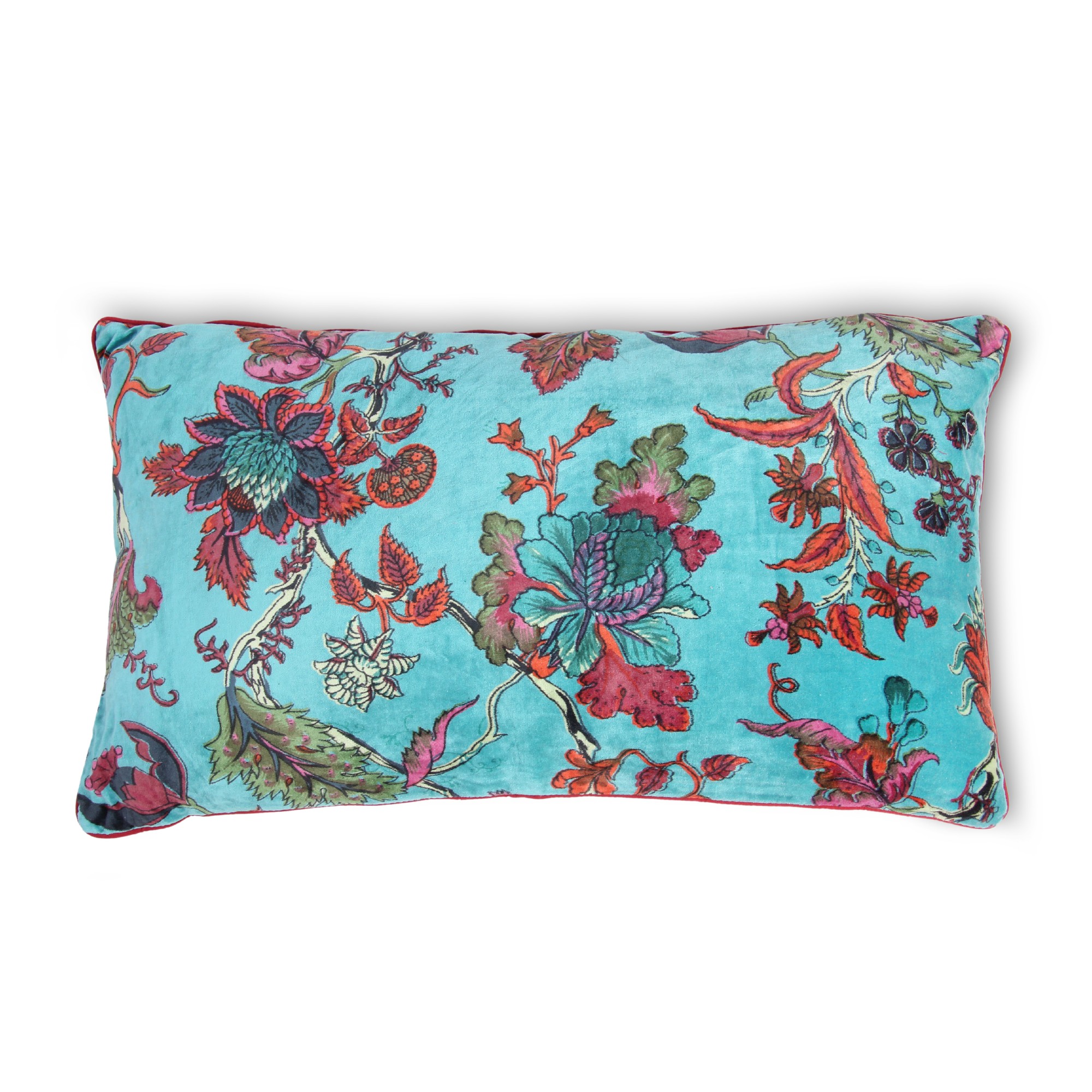 Samt-Kissen 'Icyflower', blau, multicolor, B 60 cm, H 35 cm von fischer's lagerhaus
