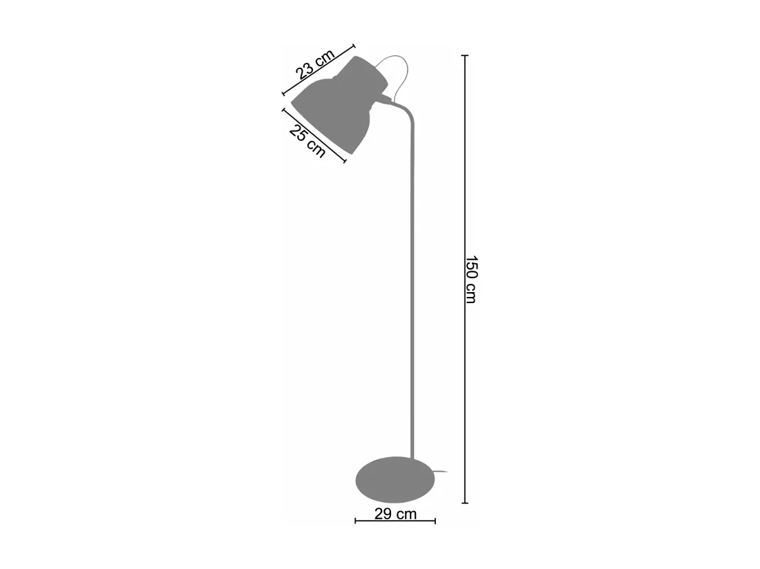 Lampadaire articulé métal noir150 cm.