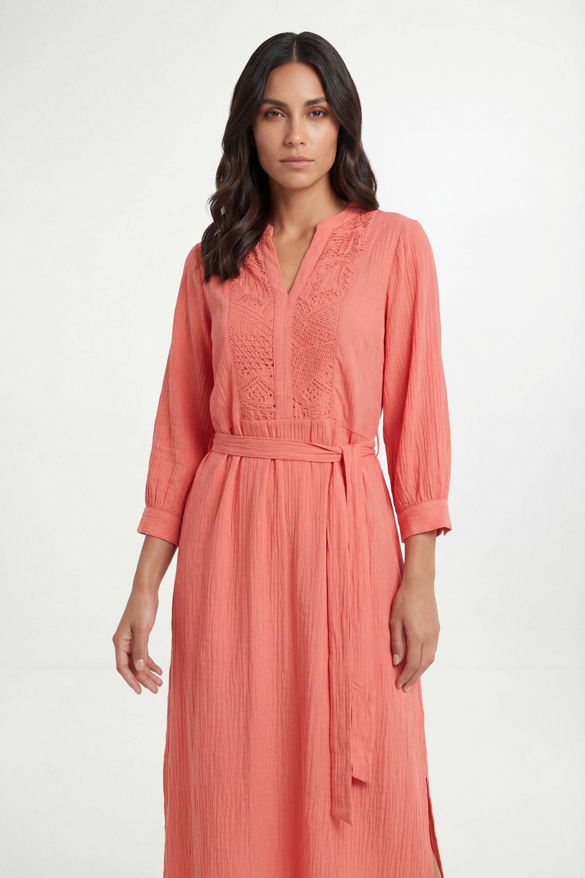 Wallis Robe Midi D'été En Tissu Gaze De Coton