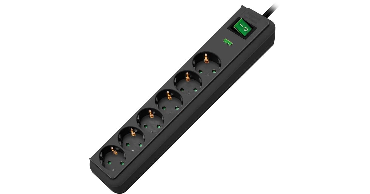 BrennenstuhlEco-Line 13500A +surge protection 6x stekkerdoos  (Antraciet, 1159700015, voor 6 stekkers)