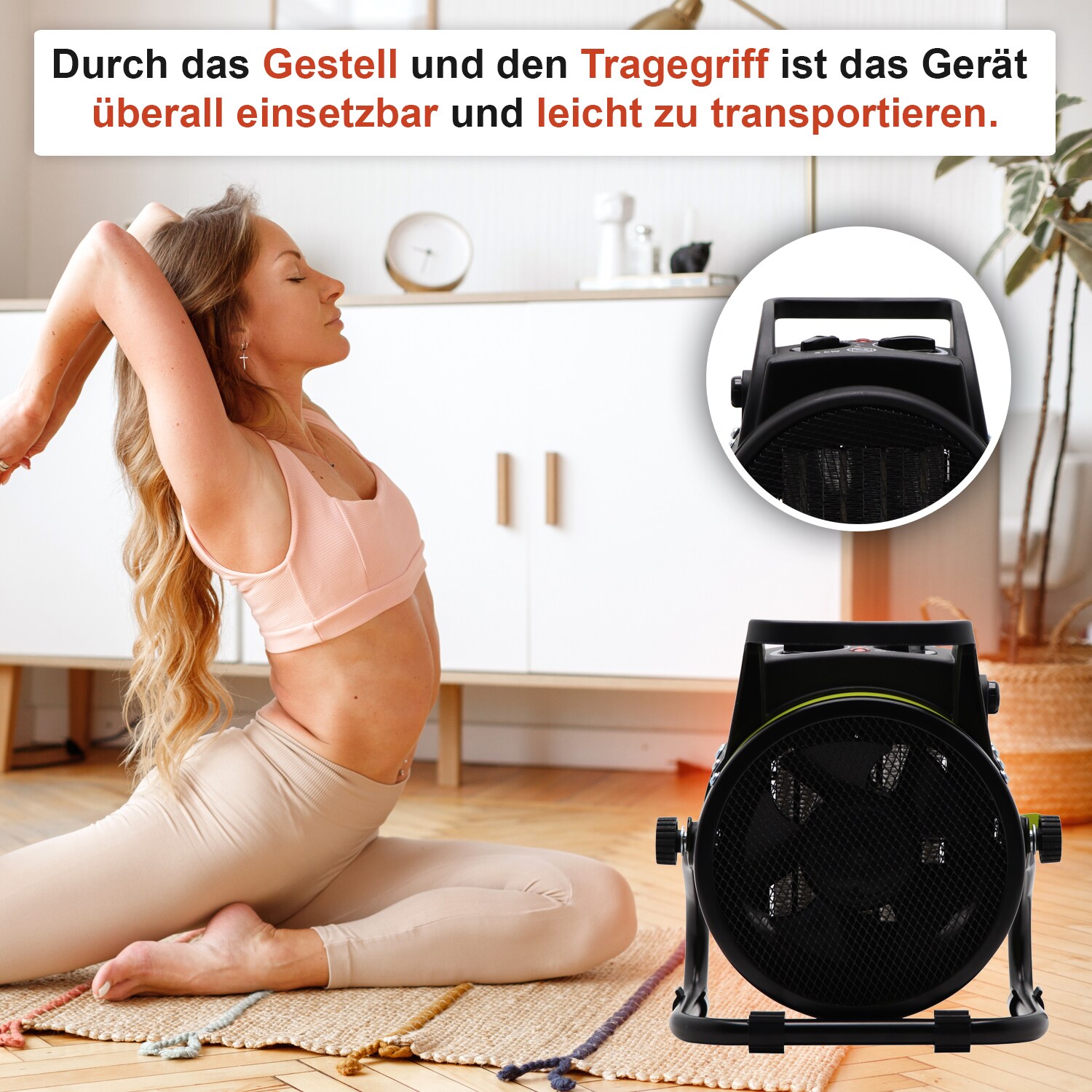 TroniTechnik® KH-502 Keramikheizer Heizlüfter Heizung 2.000 Watt, Tragegriff, PTC Keramik, stufenlose Thermosteuerung
