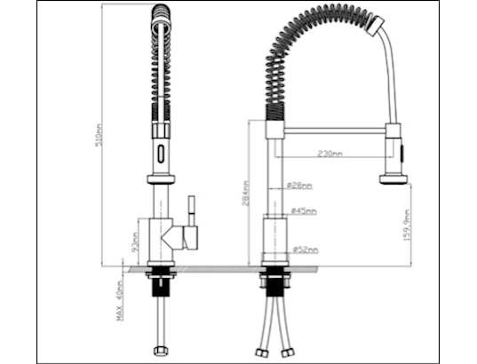 HUDOR - Mitigeur avec douchette Robinet de cuisine 805 chromé à tête amovible collection ery...