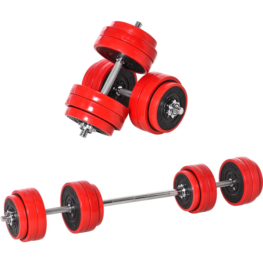 HOMCOM Hantel-Set 2-in-1 Verstellbare Hantel Rot
