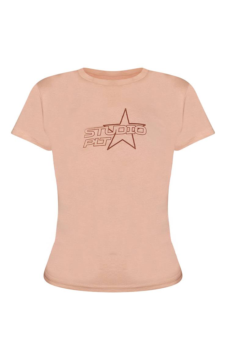 Sable T-shirt Ajusté À Motif Graphique Cotton Studio Plt