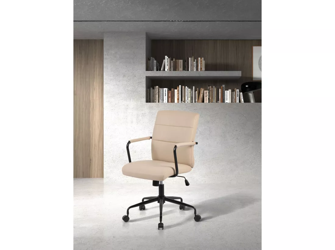 Chaise de bureau H91-99cm x L64cm x P70cm - beige - Oli