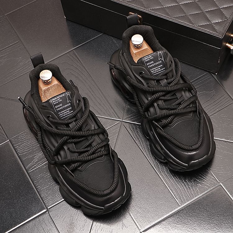 Mr Ozera - Platform Plain Lace-Up Sneakers
