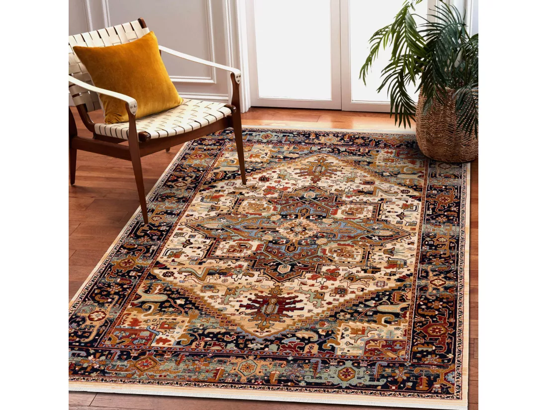 Tapis KESHAN franges, Ornement oriental 2886/53555 beige / bordeaux 160x230 cm