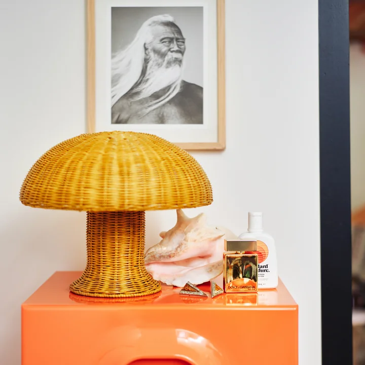 HKliving - Rattan Tischleuchte, coral