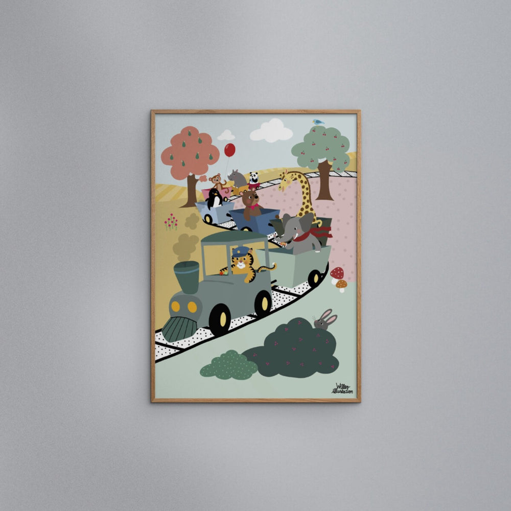 Køb Poster & Frame Willero Illustration - Adventure Train