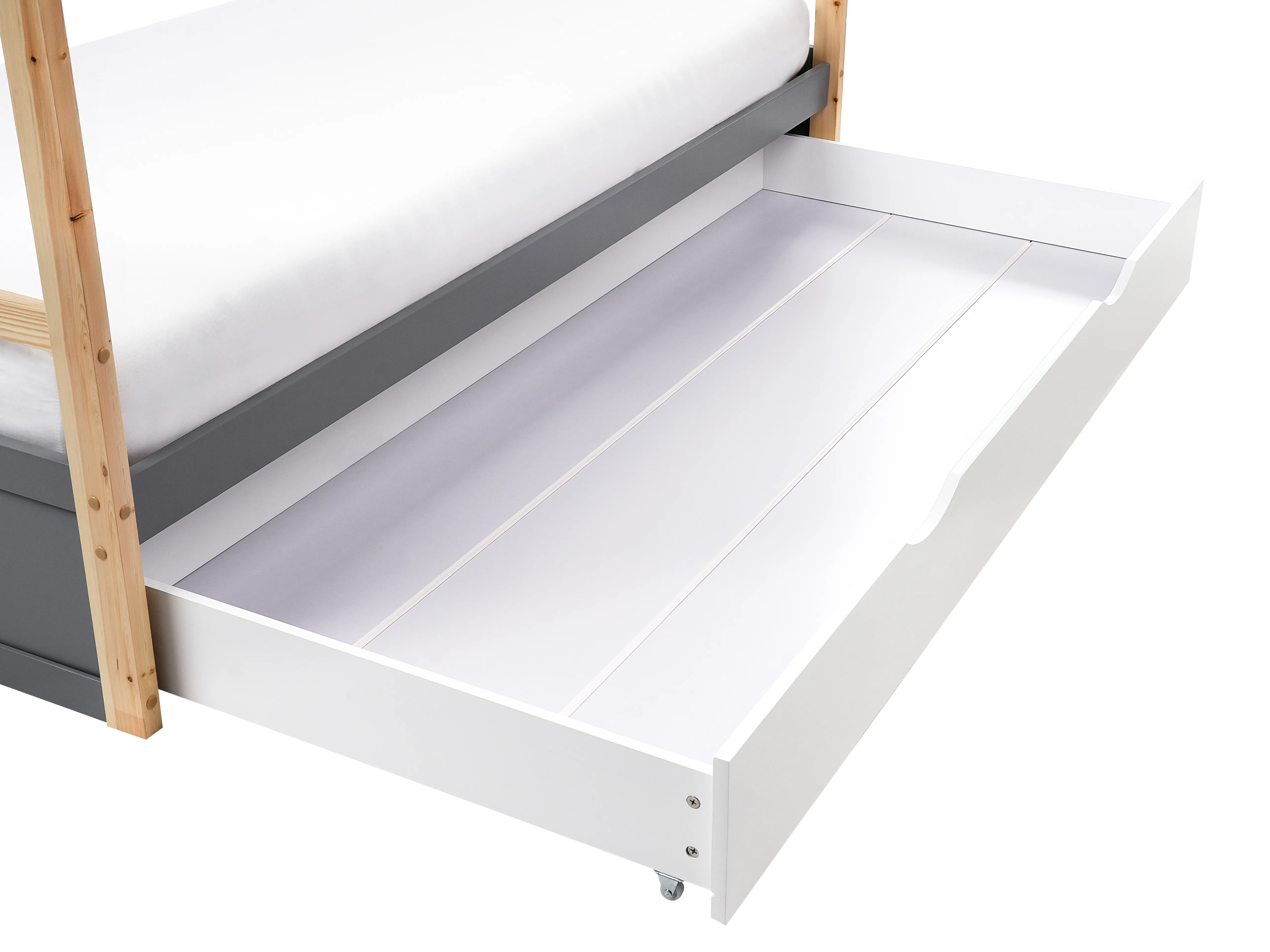 Kinderbed Huis Dennenhout ORGEVAL 90 x 200 cm met opbergruimte Grijs